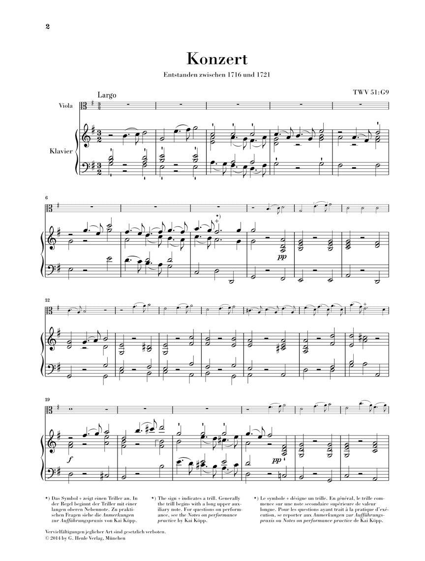 Telemann Viola Concerto in G Major