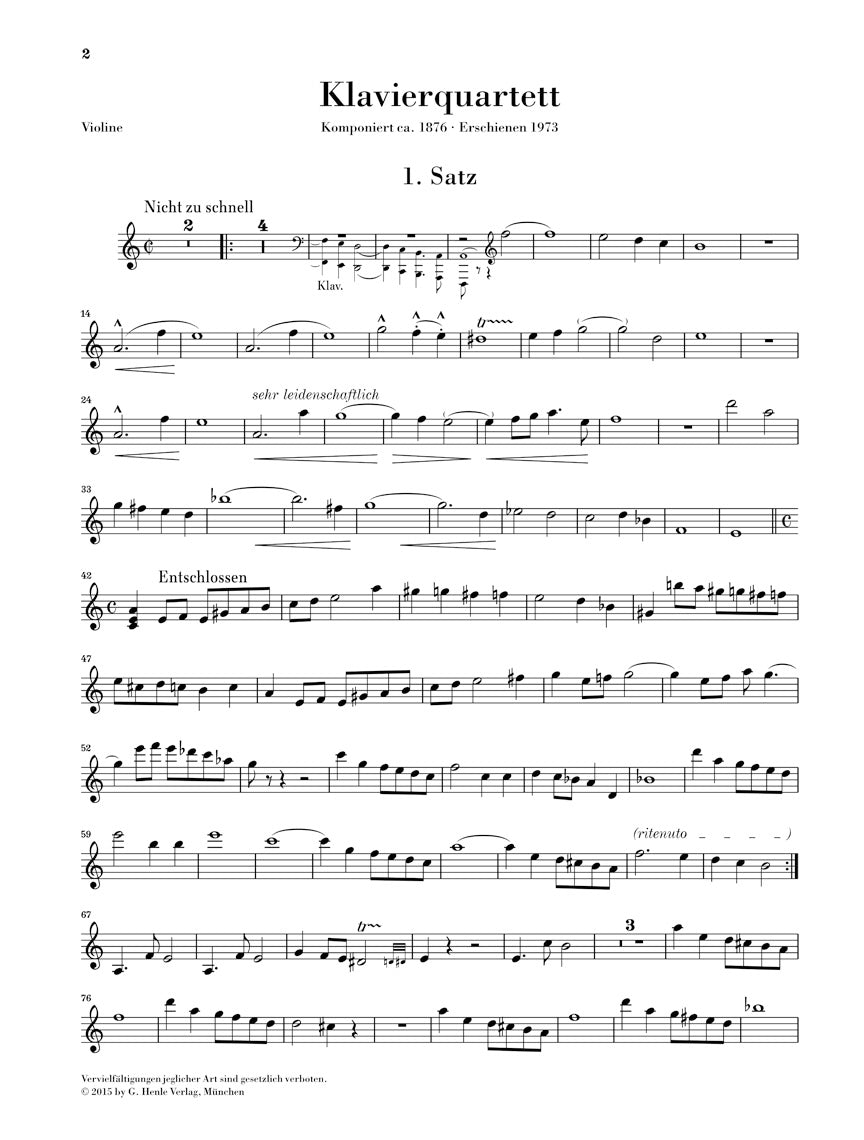 Mahler Piano Quartet in A minor