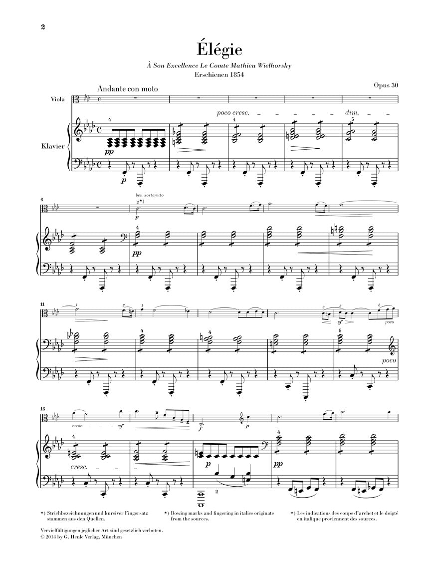 Vieuxtemps Élégie Opus 30 for Viola and Piano