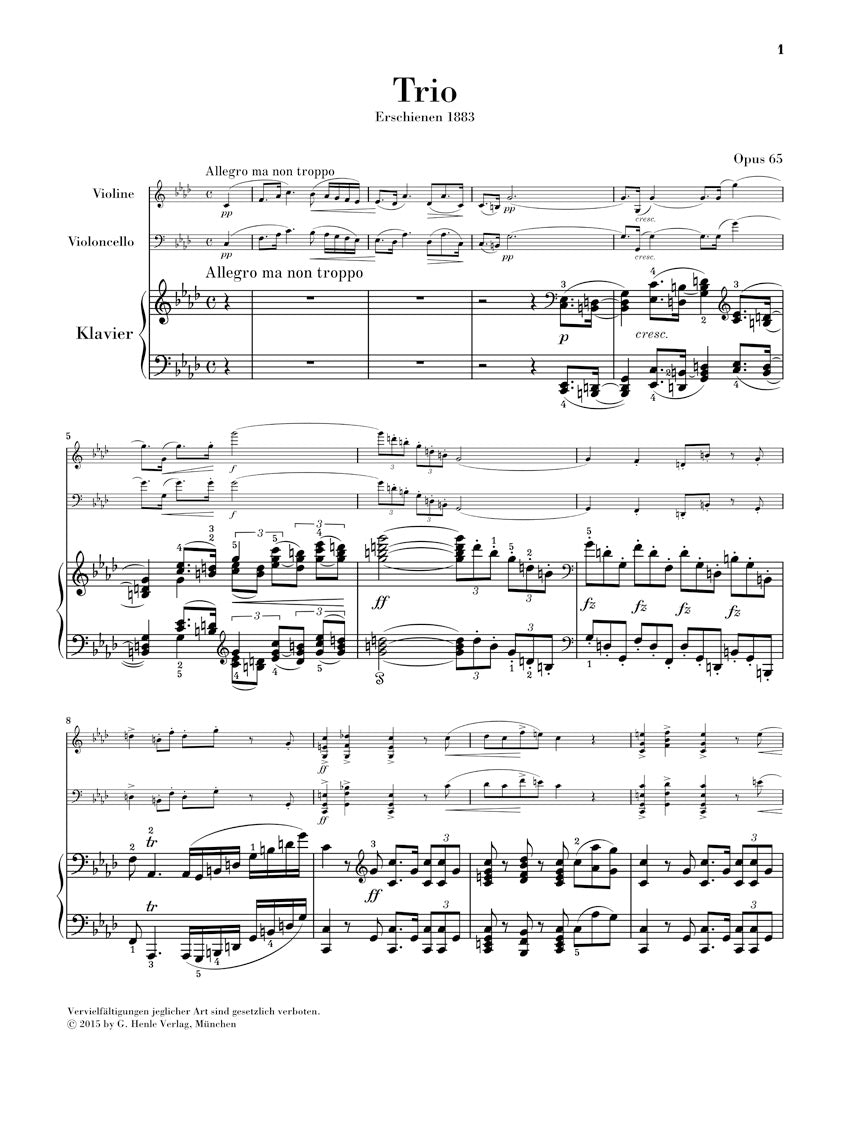 Dvořák: Piano Trio No 3 in f minor, Opus 65
