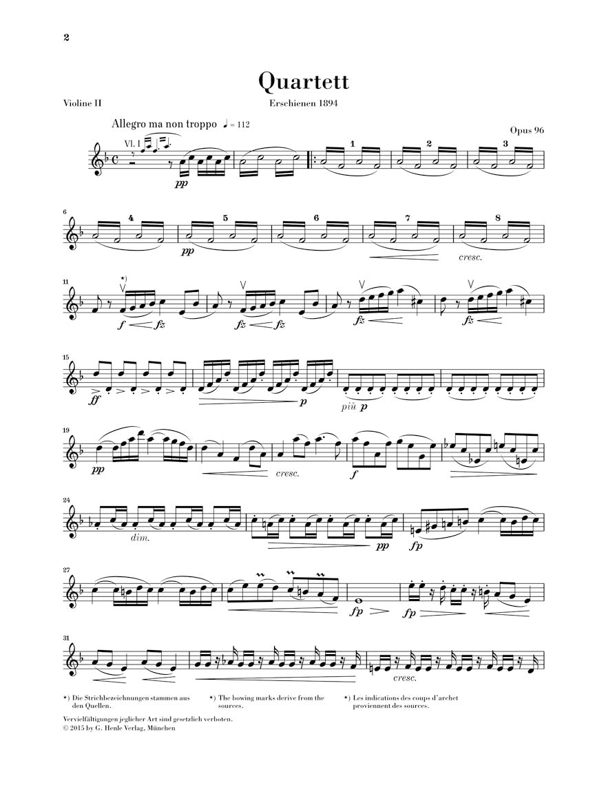 Dvořák: String Quartet in F major, Opus 96 (American)