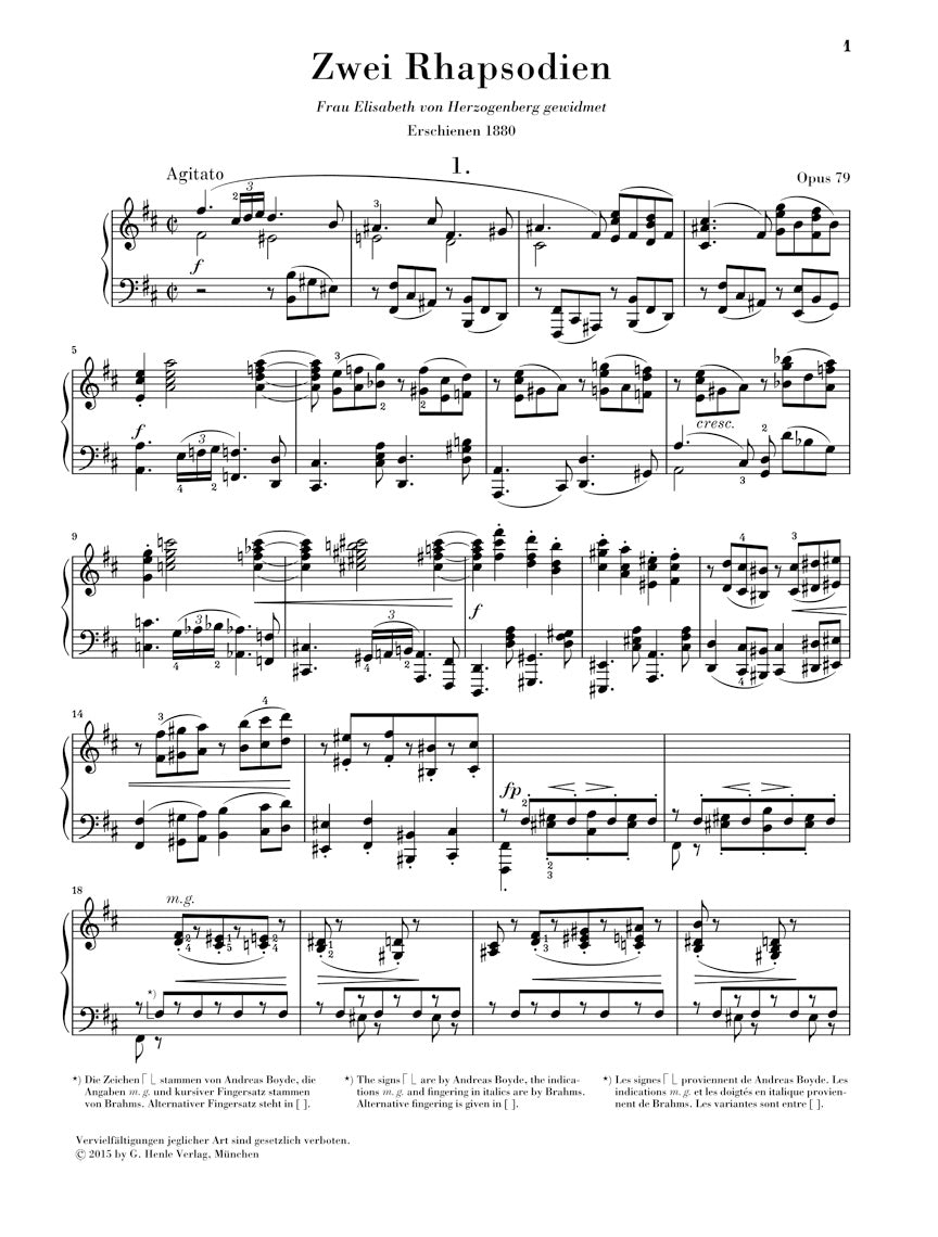 Brahms Two Rhapsodies Opus 79