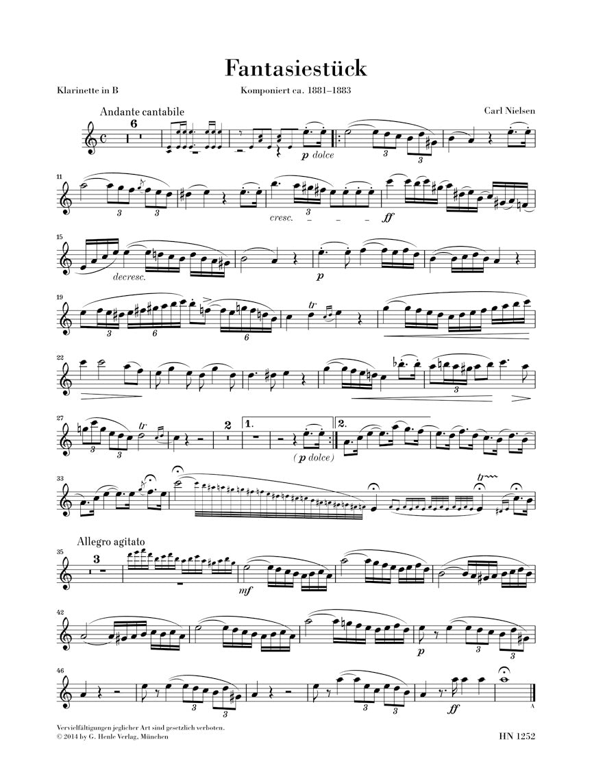 Nielsen Fantasy Piece in G minor for Clarinet and Piano