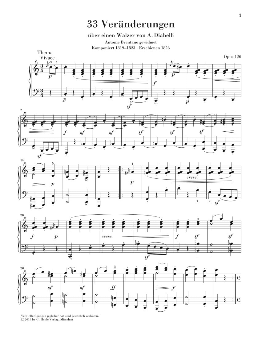 Beethoven Diabelli Variations Opus 120