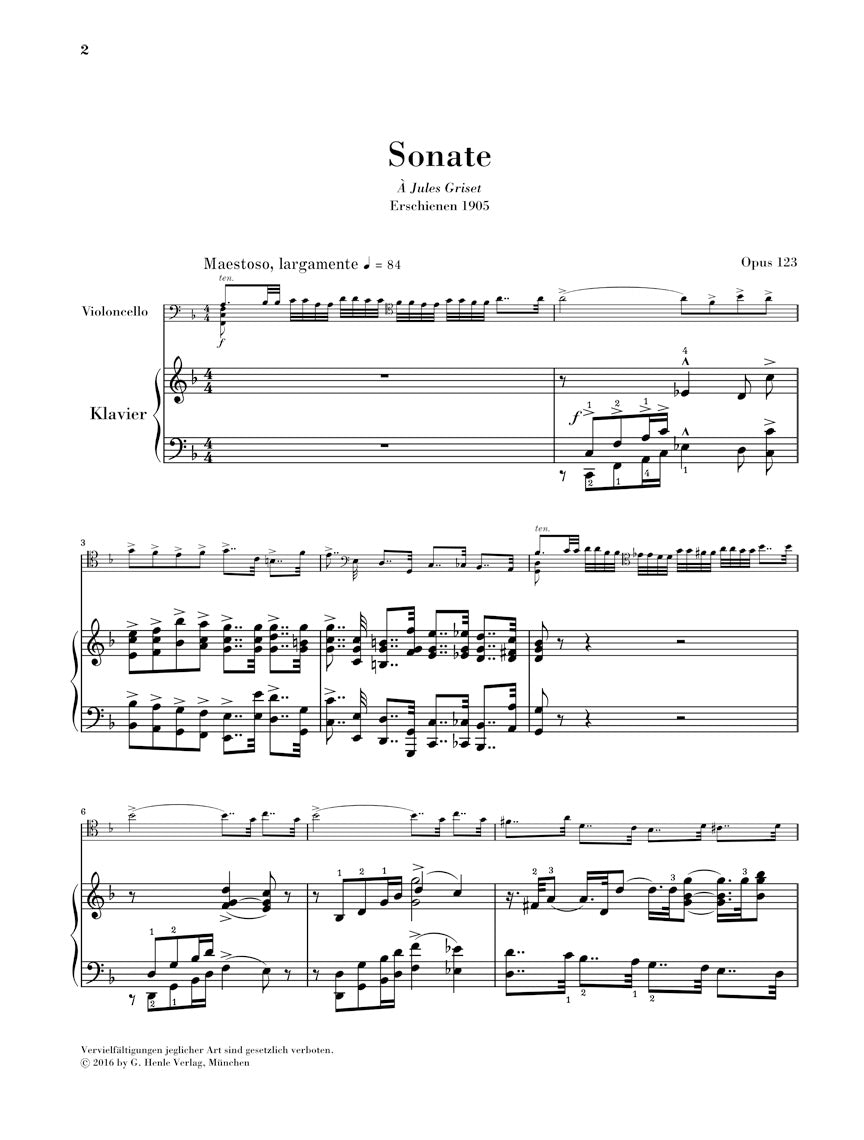 Saint-Saens Sonata for Violoncello and Piano No. 2 in F Major, Op. 123
