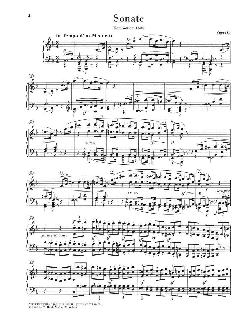 Beethoven Piano Sonata No. 22 in F Major, Op. 54