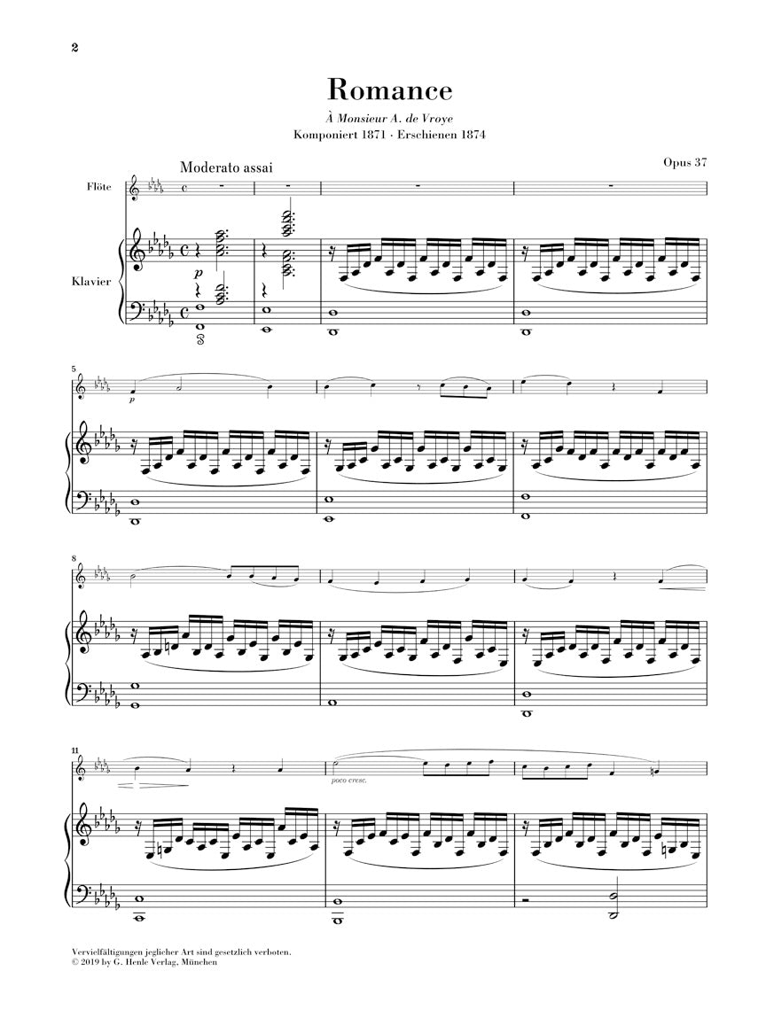 Saint-Saens Romance D Flat Major Op. 37 Flute and Piano