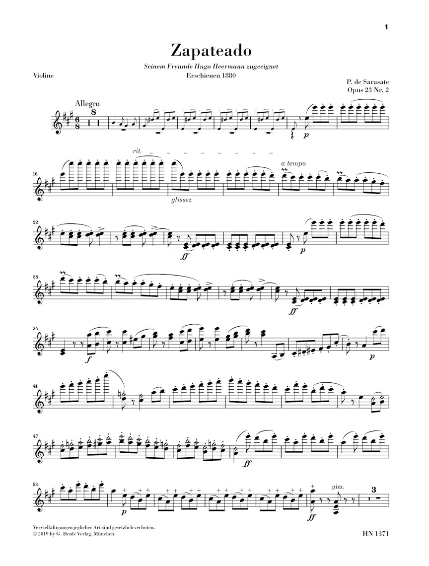 Sarasate Zapateado, Spanish Dance No. 6 Violin and Piano