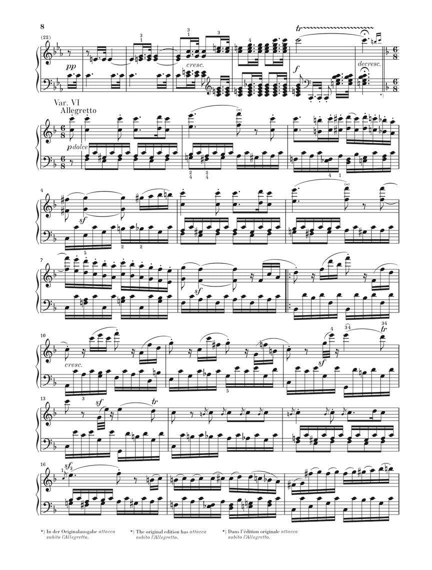 Beethoven 6 Variations in F Major Op. 34 Piano Solo