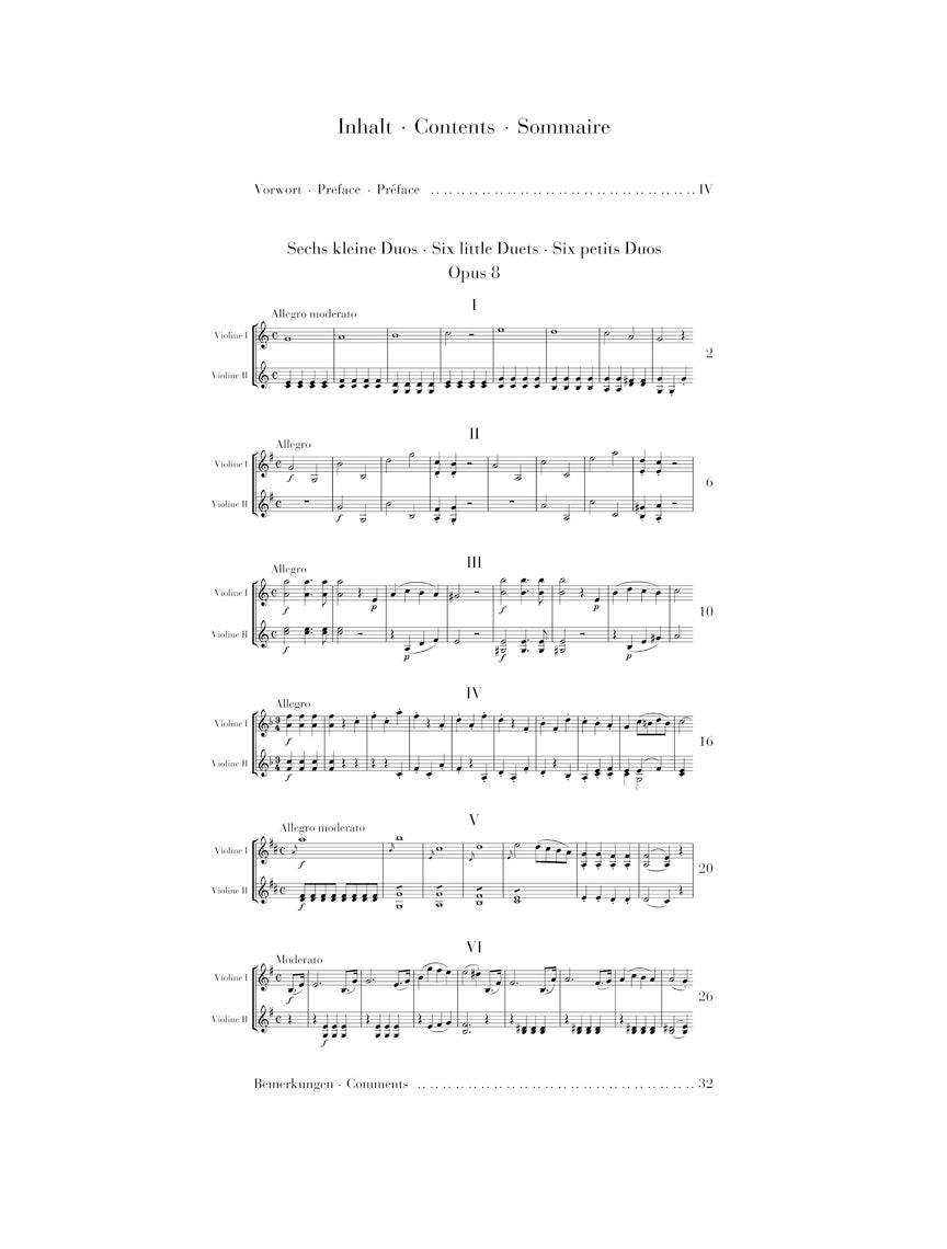 Pleyel Six Little Duets Op. 8 Two Violins