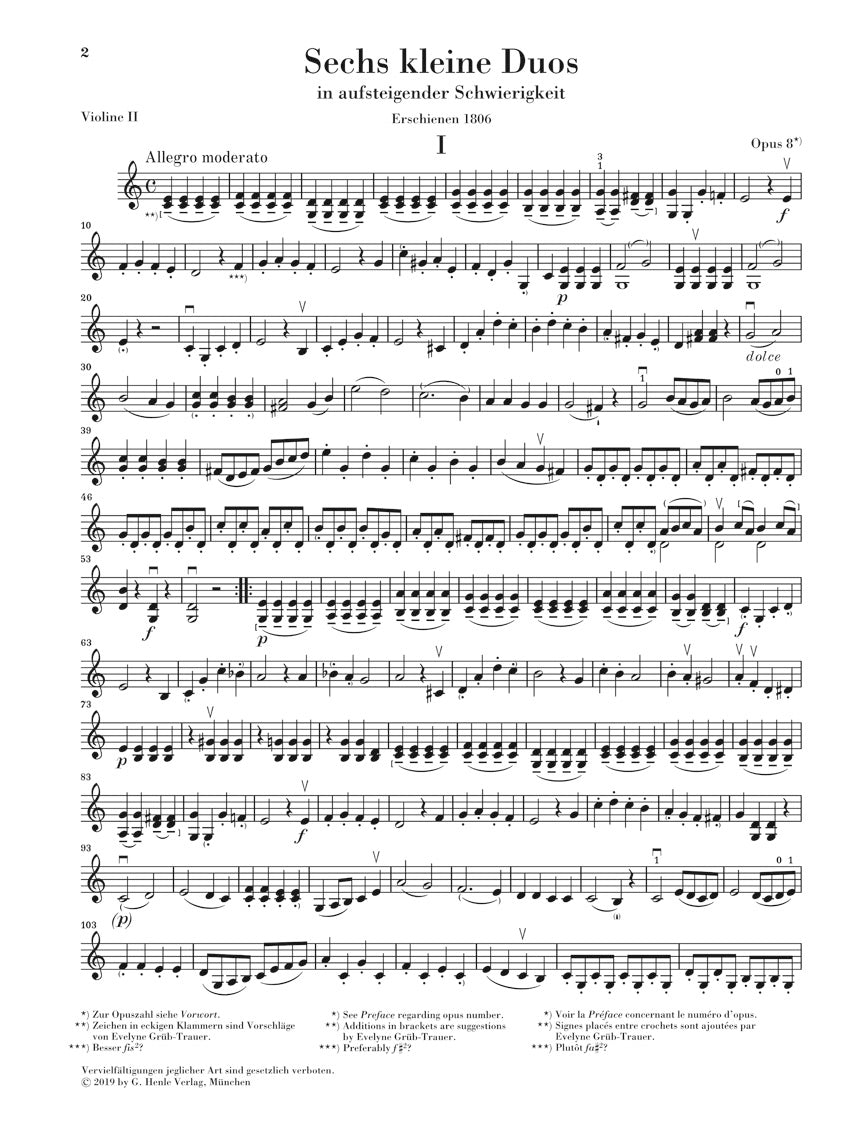 Pleyel Six Little Duets Op. 8 Two Violins