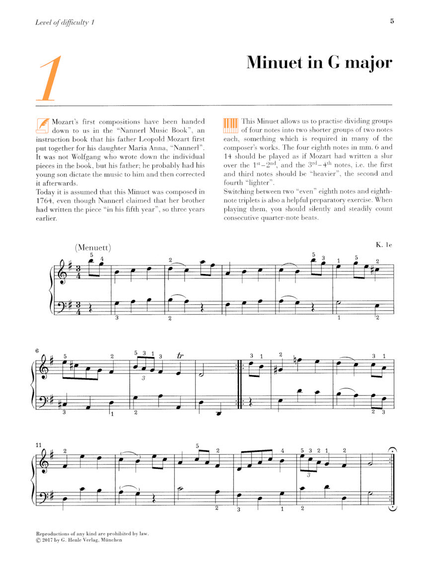 Mozart - At the Piano - 15 Well-Known Original Pieces With Practical Comments