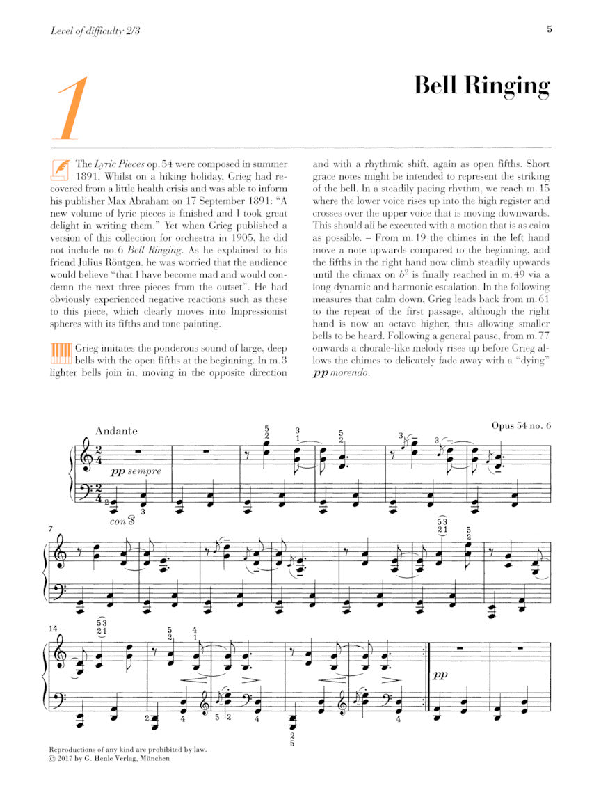 Grieg: At the Piano - 15 Well-Known Original Pieces With Practical Comments