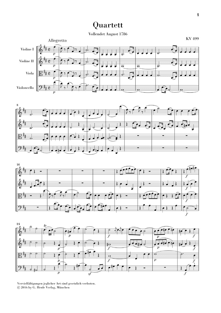 Mozart String Quartets - Volume IV Study Score