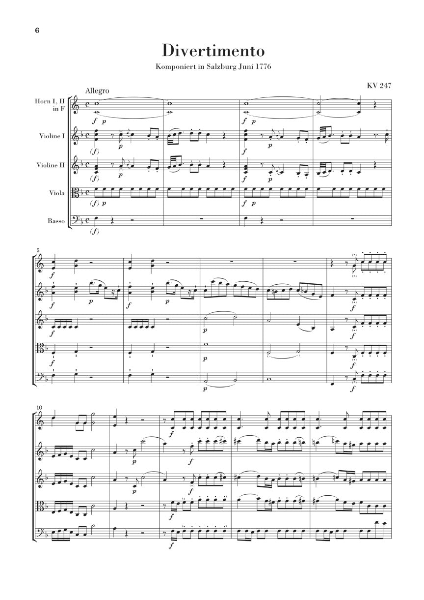 Mozart March K. 248 & Divertimento K. 247 (First Lordon Night Music) Study Score