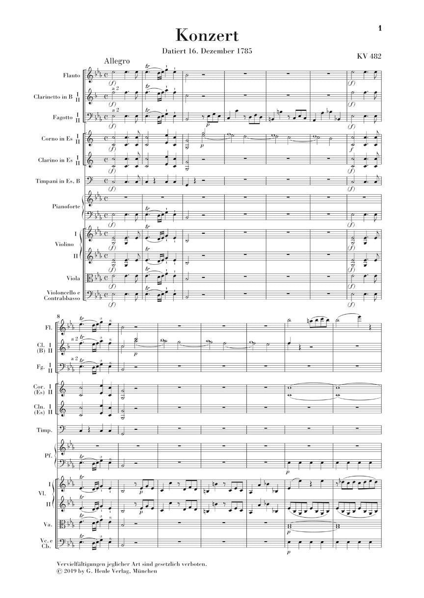 Mozart Piano Concerto E Flat Major K. 482