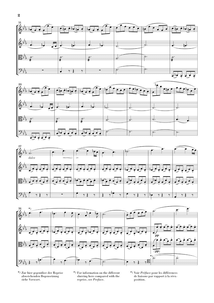 Schubert String Quartet Movement in C Minor D703 Study Score