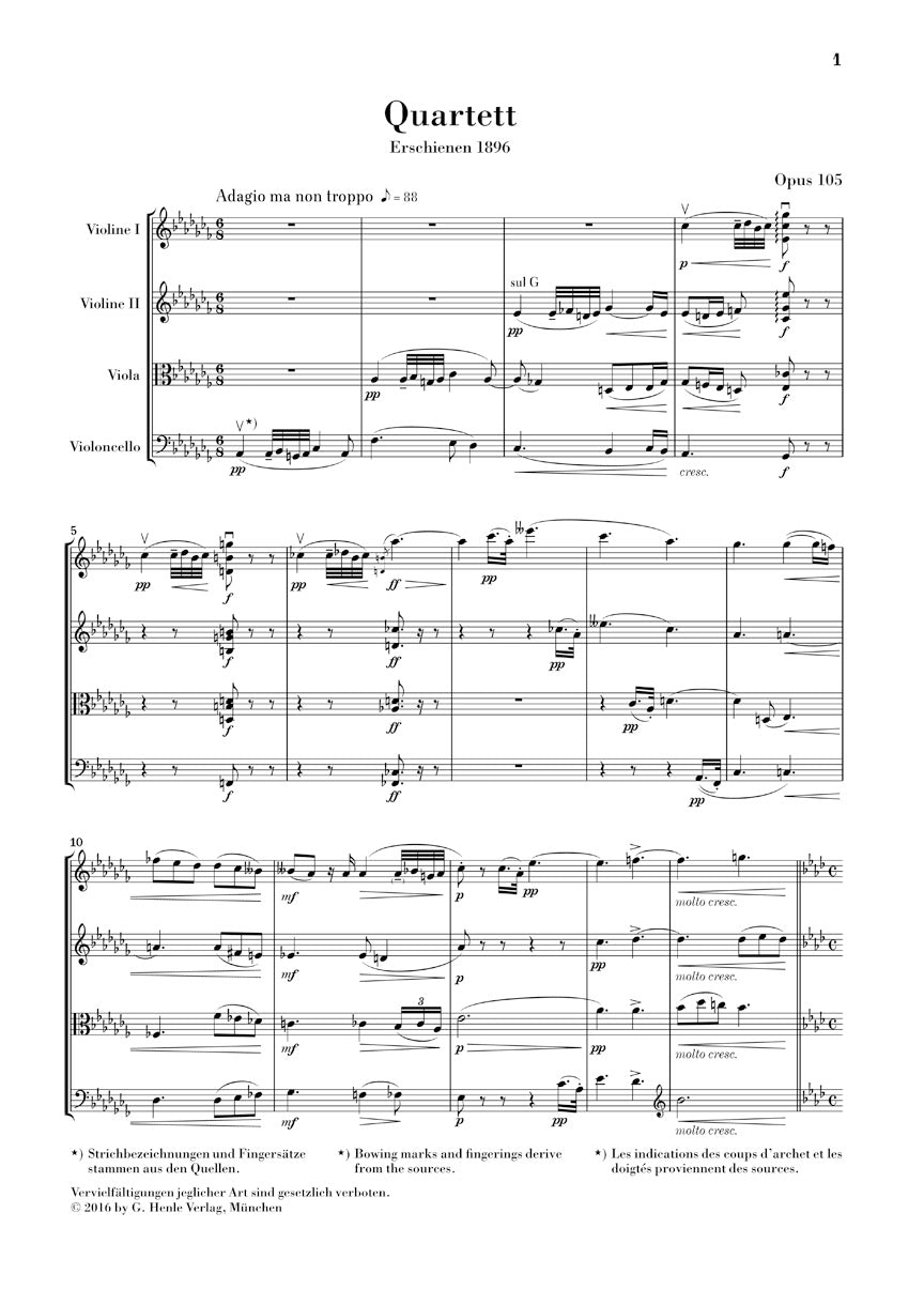 Dvořák: String Quartet A-flat Major, Op. 105 (Study Score)
