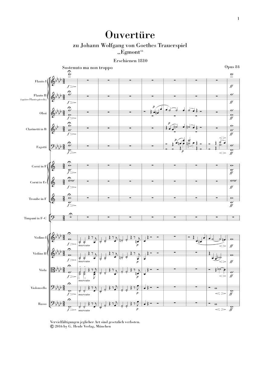 Beethoven Egmont Overture Op. 84 Study Score