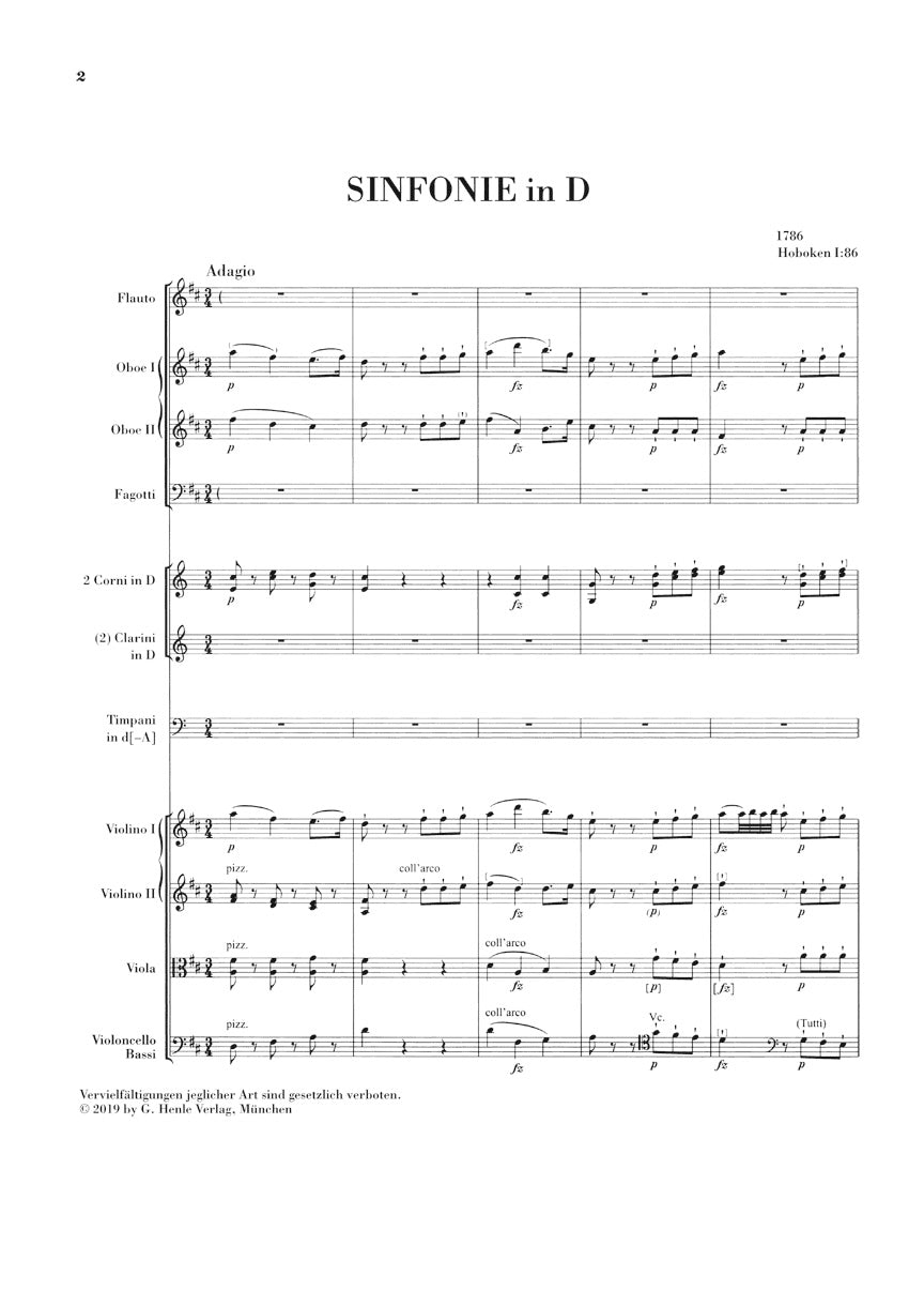 Haydn Symphony D Major Hob. I:86 Orchestra Study Score