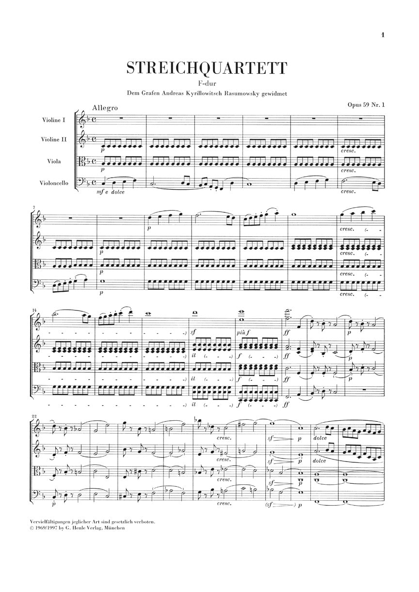 Beethoven String Quartets Opus 59, 74, 95