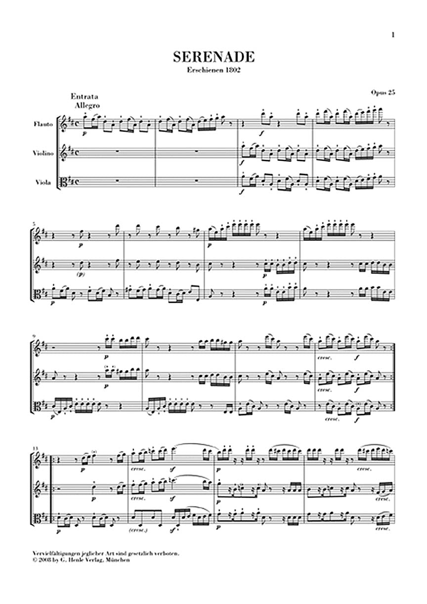 Beethoven Serenade for Flute, Violin and Viola Opus 25