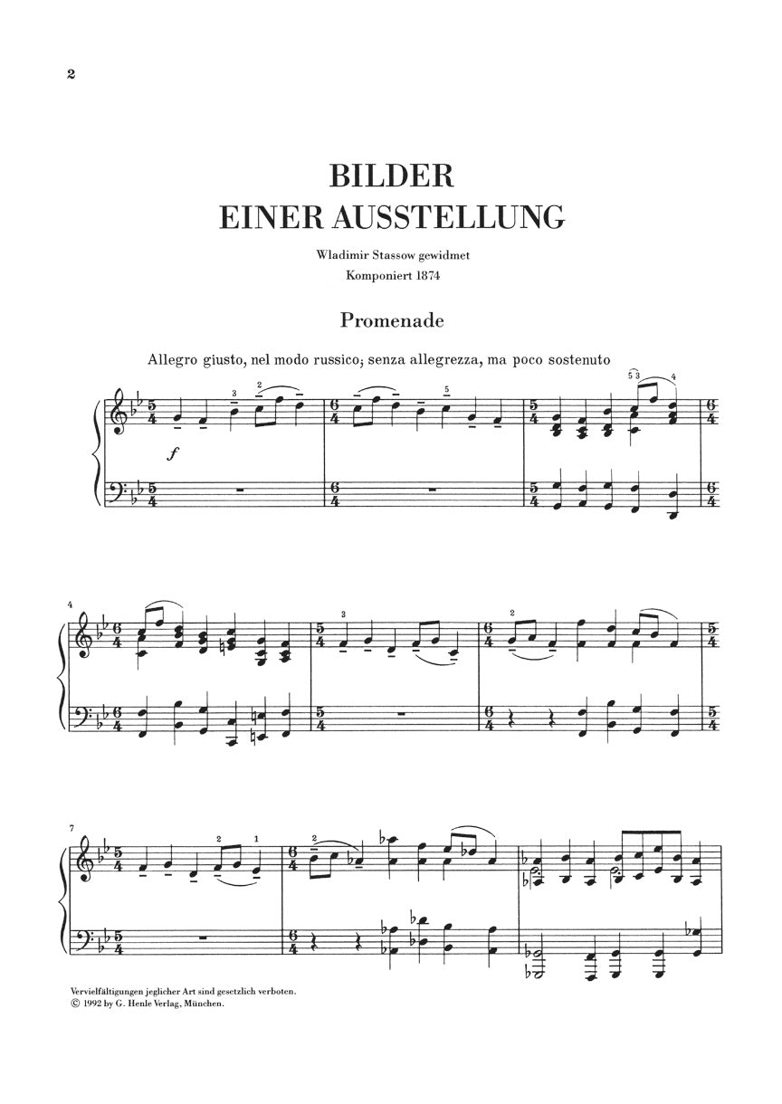 Mussorgsky Pictures at an Exhibition for Piano Study Score