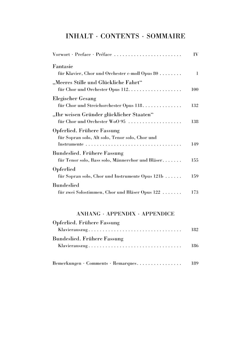 Beethoven Works for Choir and Orchestra Op. 80, 112, 118, 121b, 122, WoO 22 Study Score