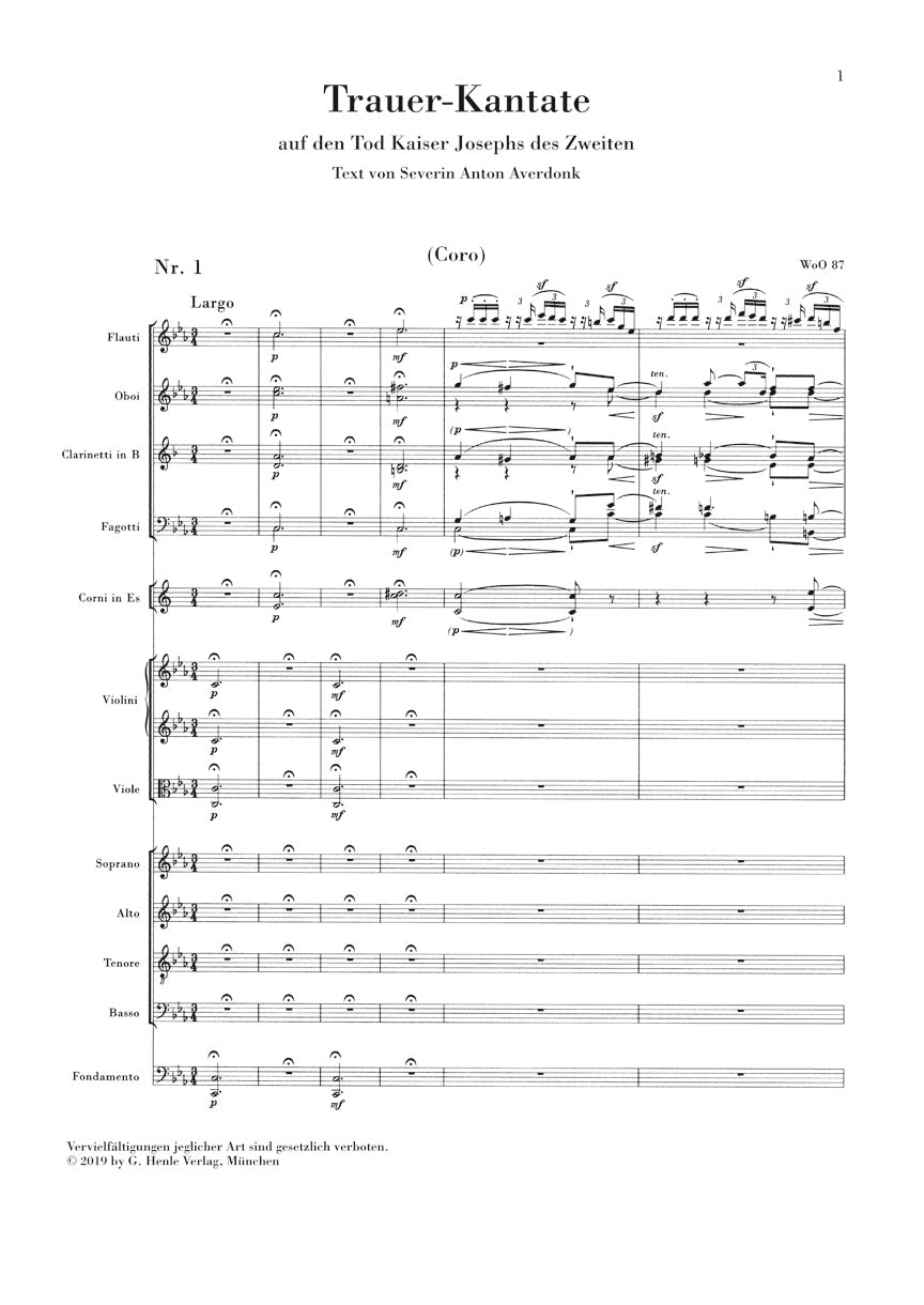 Beethoven Cantatas Chorus and Orchestra Study Score