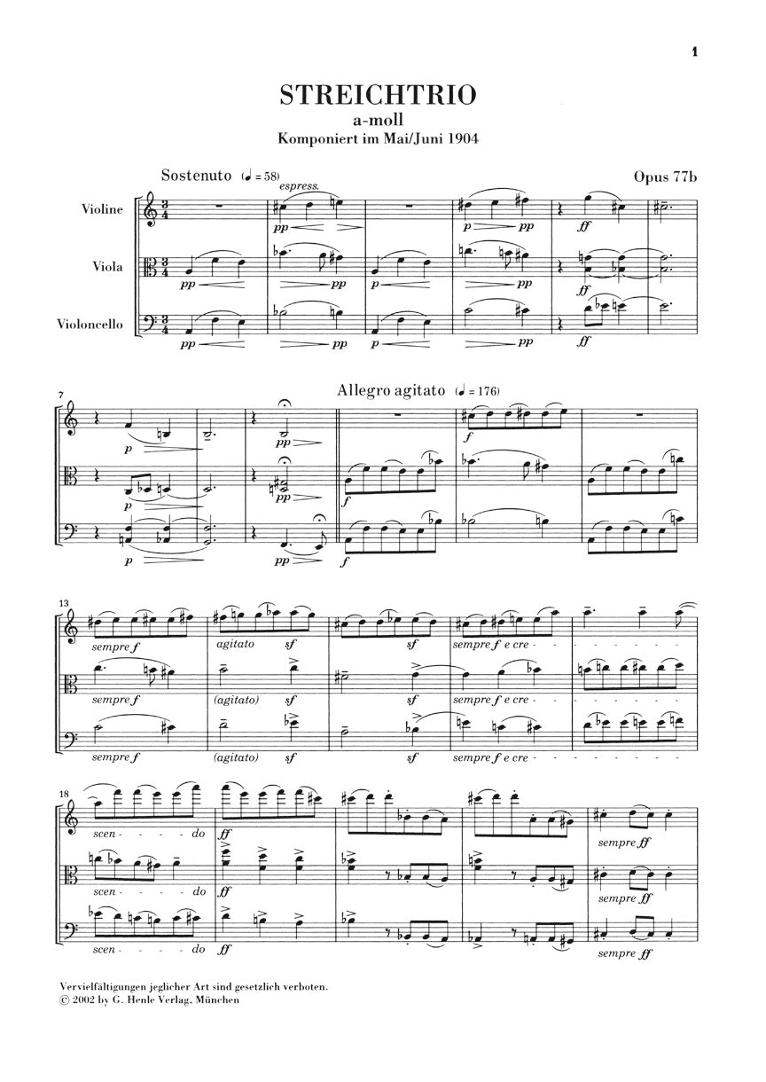 Reger String Trios A minor Op. 77b and D minor Op. 141b              St