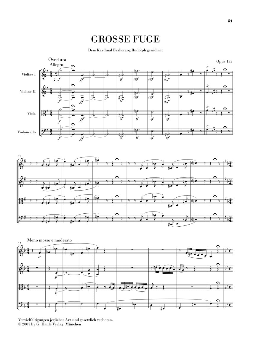 Beethoven String Quartet in B flat major Opus 130 and Great Fugue Opus 130