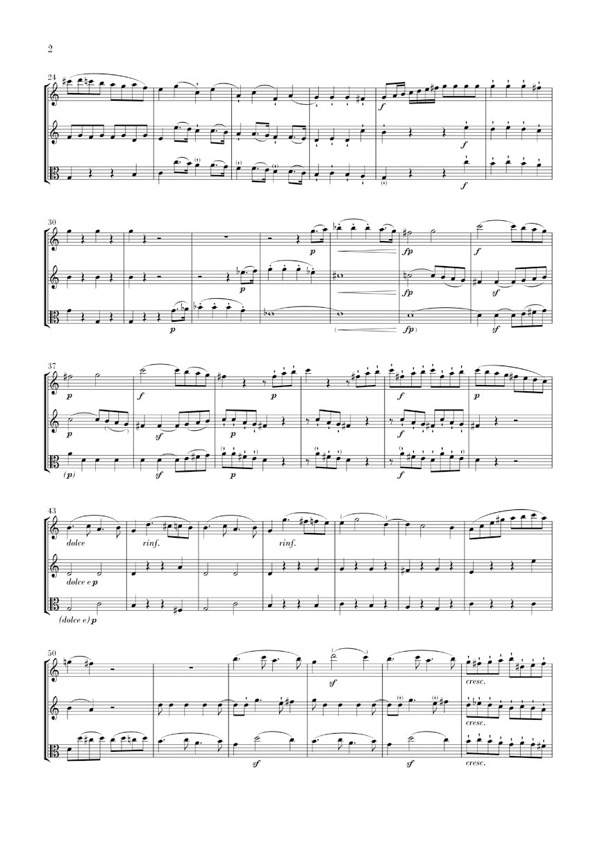Beethoven Trio In C Major Op. 87 Version For 2 Violins And Viola Study Score