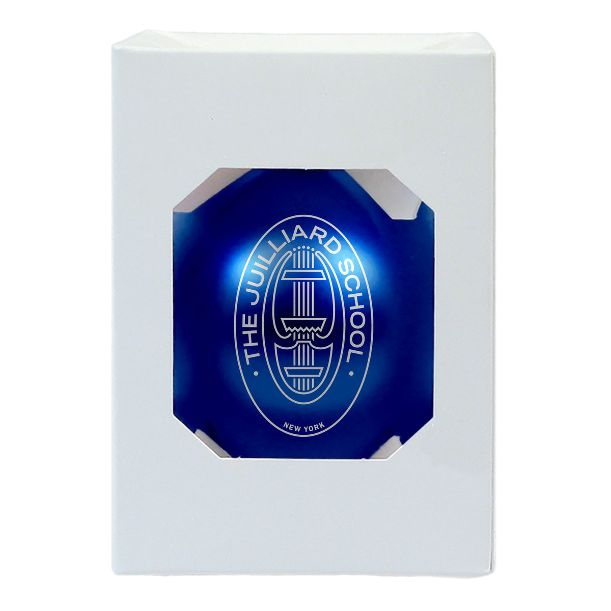 Ornament: Shatterproof Ball Blue with Juilliard Seal