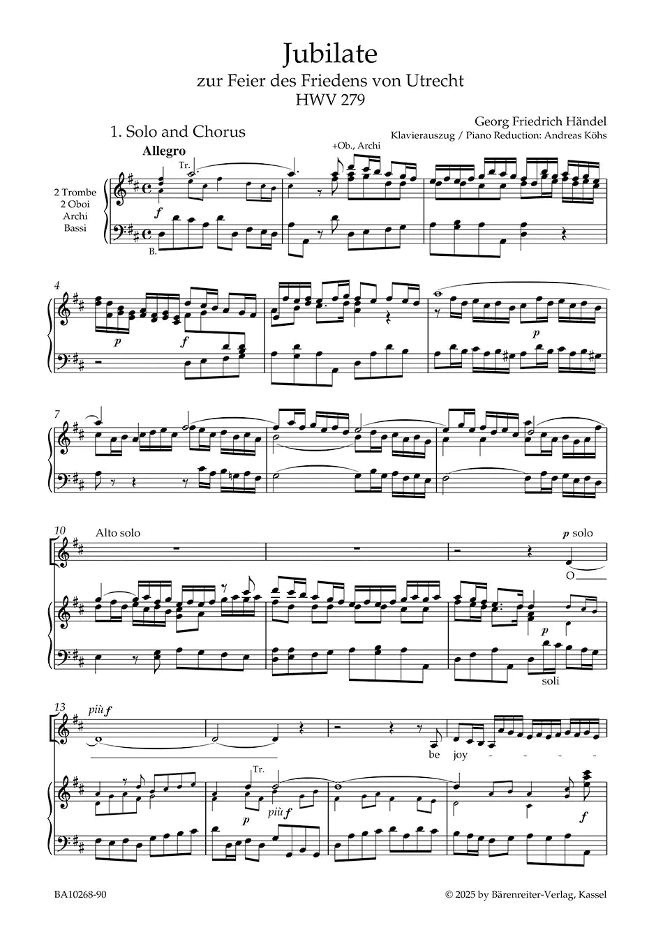 Handel: Jubilate zur Feier des Friedens von Utrecht, HWV 279 (Vocal Score)