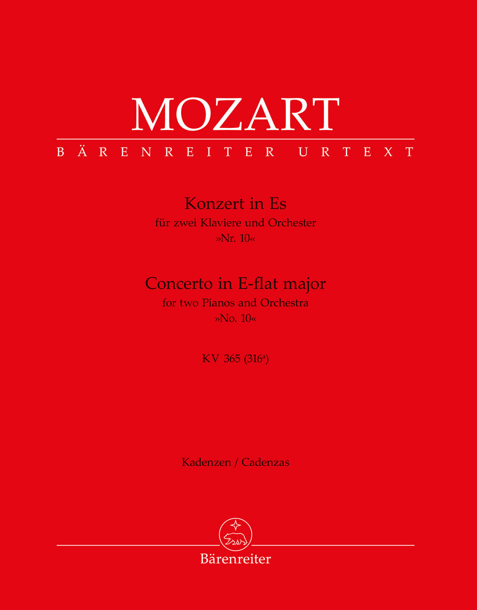 Mozart Concerto for Two Pianos No. 10 in E-flat Major K. 365, cadenzas, Bärenreiter BA10475-45