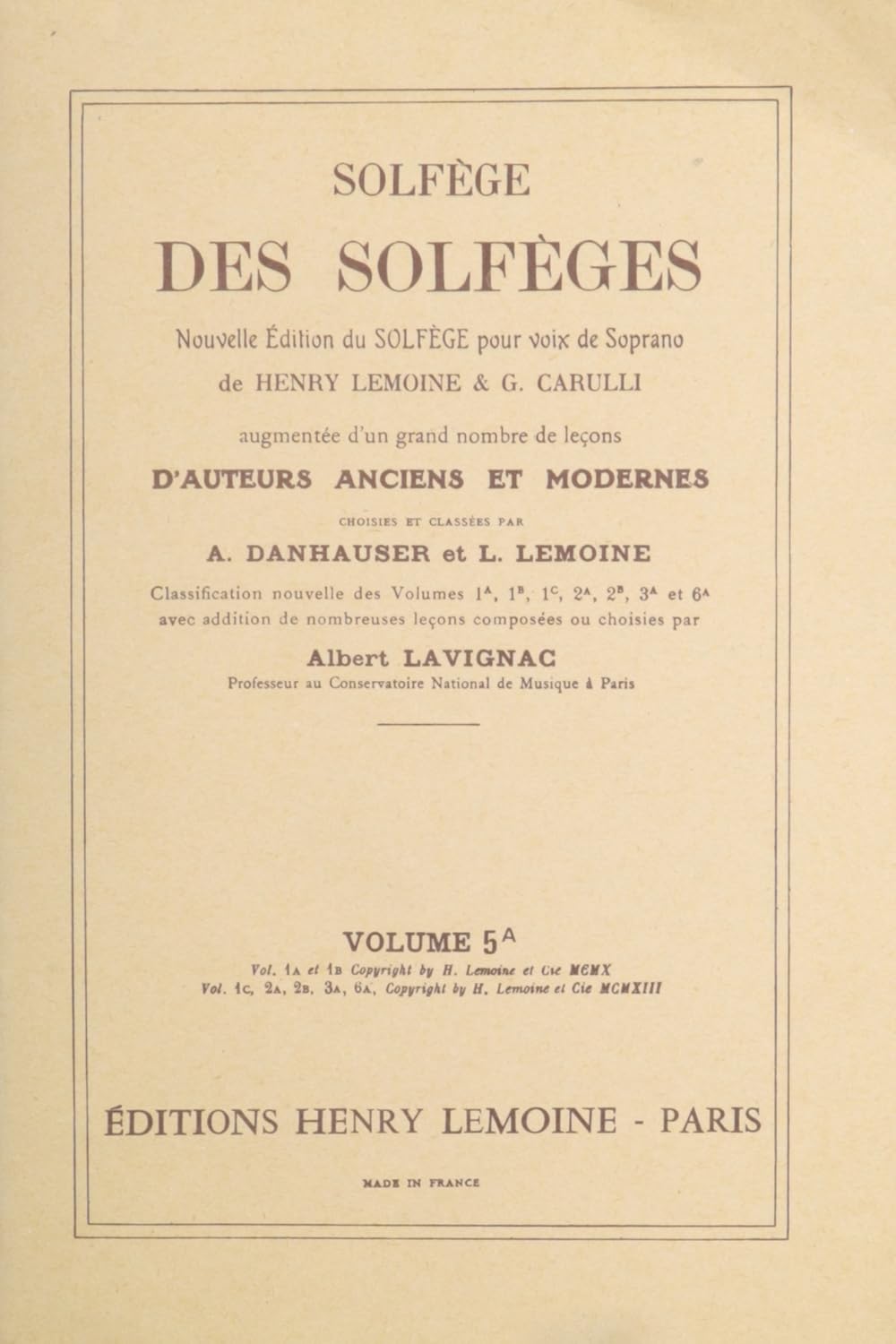 Solfège des Solfèges Vol. 5A (without accompaniment)