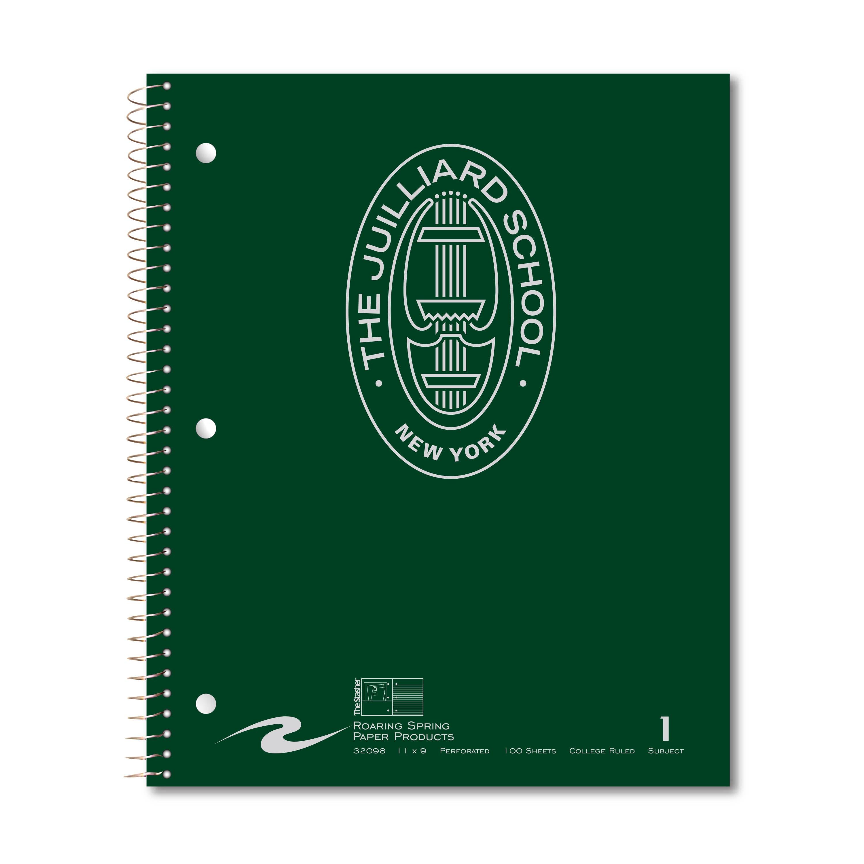 Notebook: Juilliard 1 Subject College Ruled Notebook with pockets