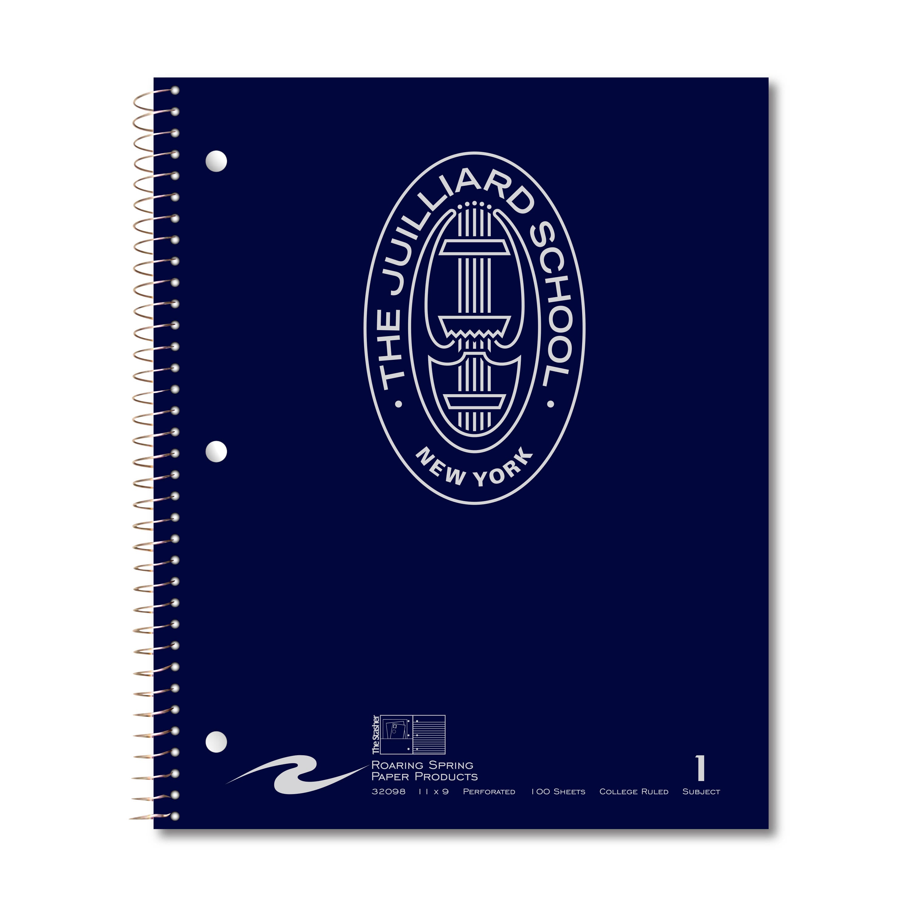 Notebook: Juilliard 1 Subject College Ruled Notebook with pockets