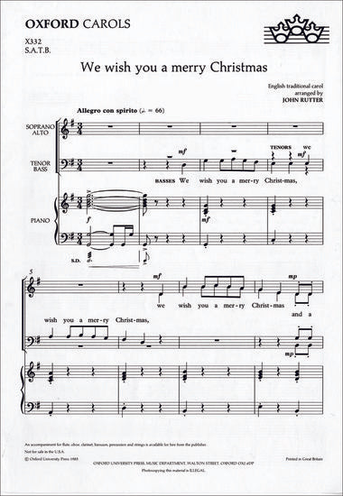 Rutter We wish you a merry Christmas Vocal score