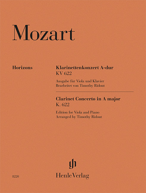 Mozart: Clarinet Concerto A Major K. 622 Viola and Piano (Henle Horizons, HN 8220)
