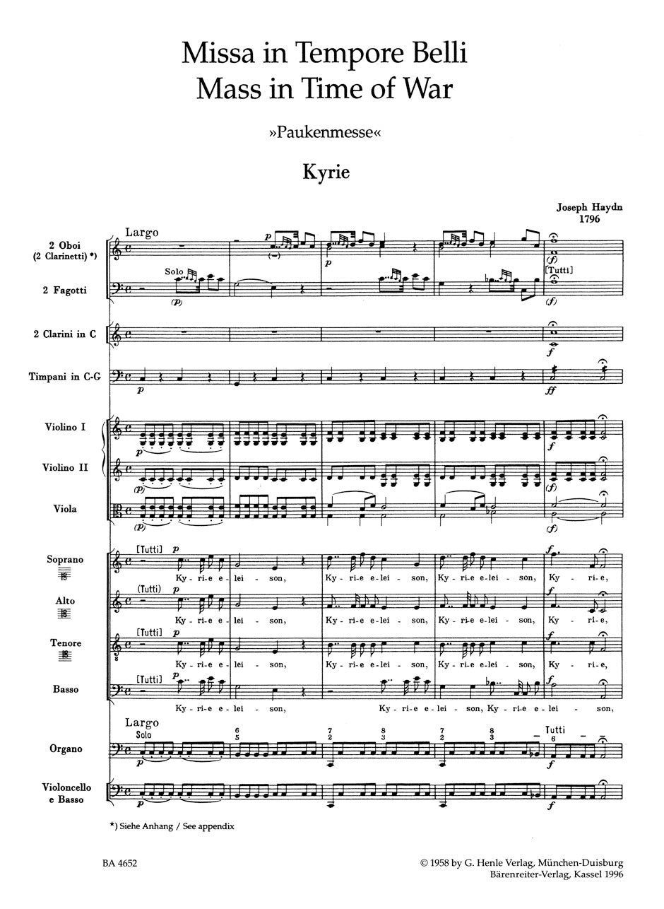 Haydn Missa in Tempore Belli Hob. XXII: 9 "Mass in Time of War"