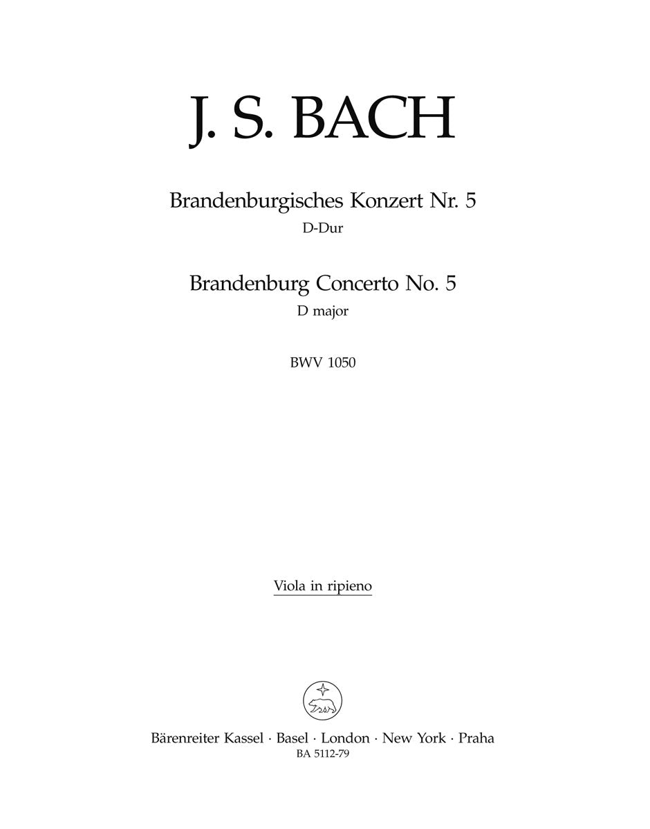 Bach Brandenburg Concerto Nr. 5 D major BWV 1050 - Viola Part