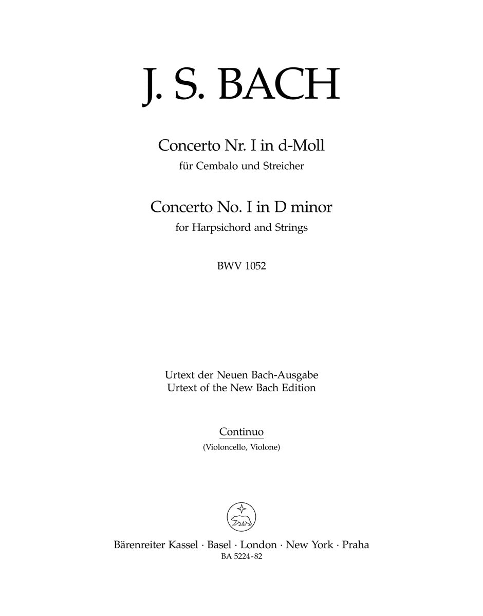 Bach Concerto for Harpsichord and Strings Nr. 1 D minor BWV 1052 - Cello/Bass Part