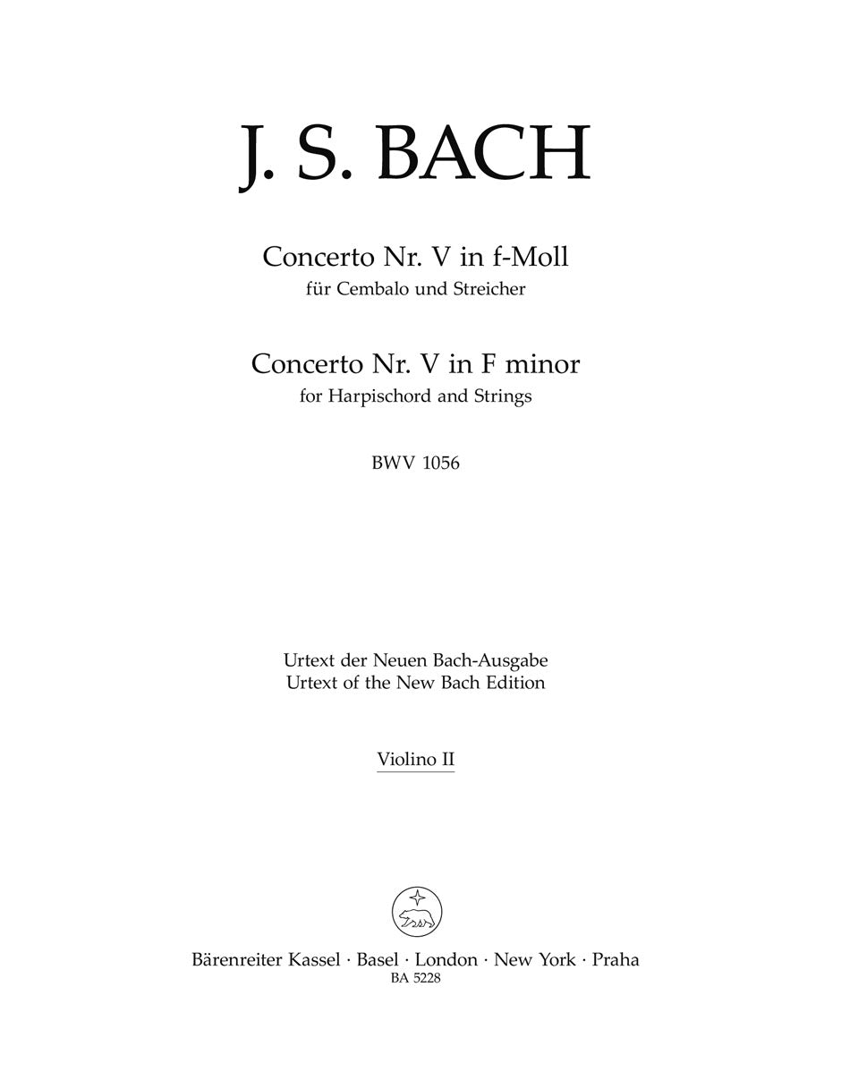 Bach Concerto for Harpsichord and Strings Nr. 5 F minor BWV 1056