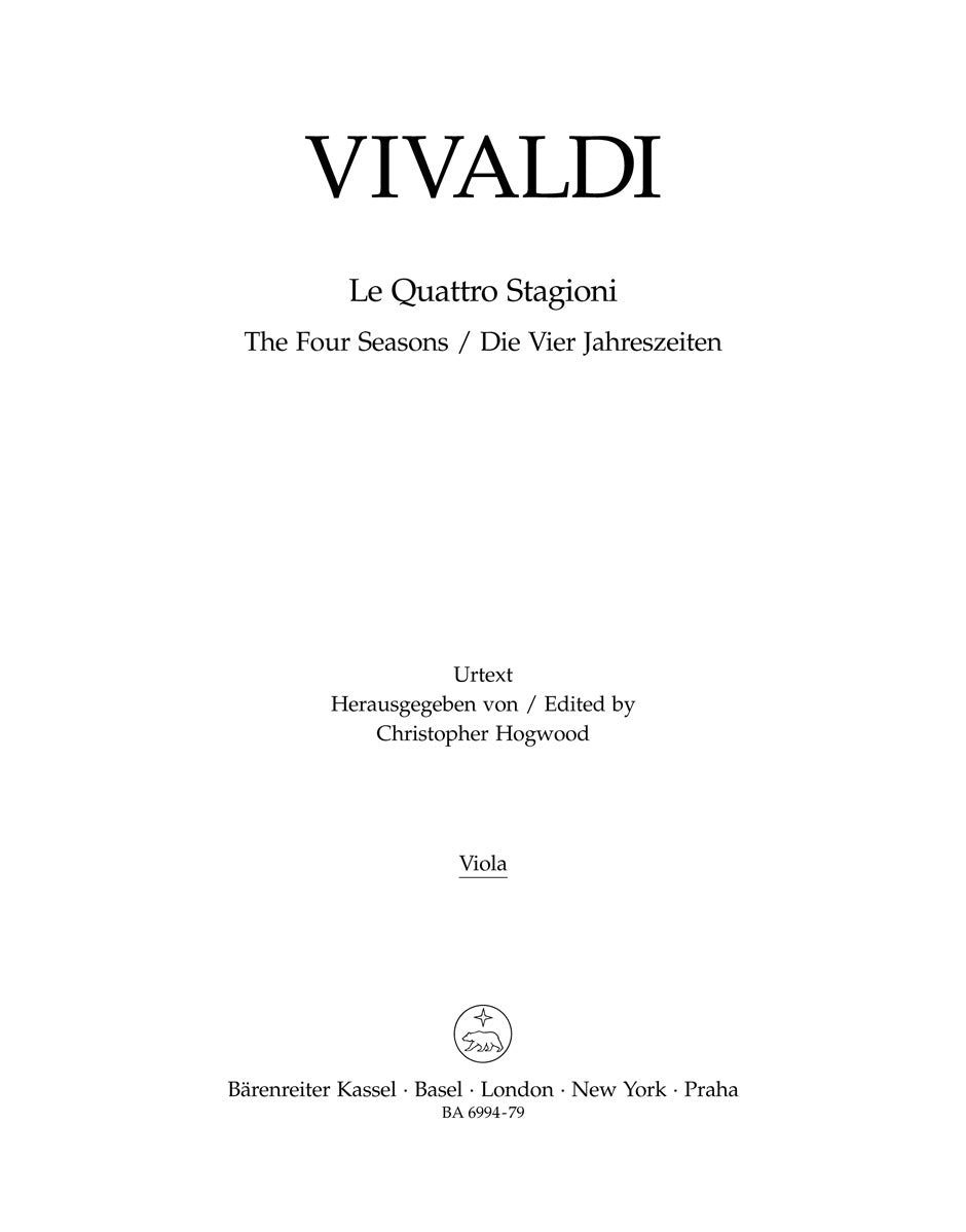 Vivaldi: The Four Seasons - Viola Part