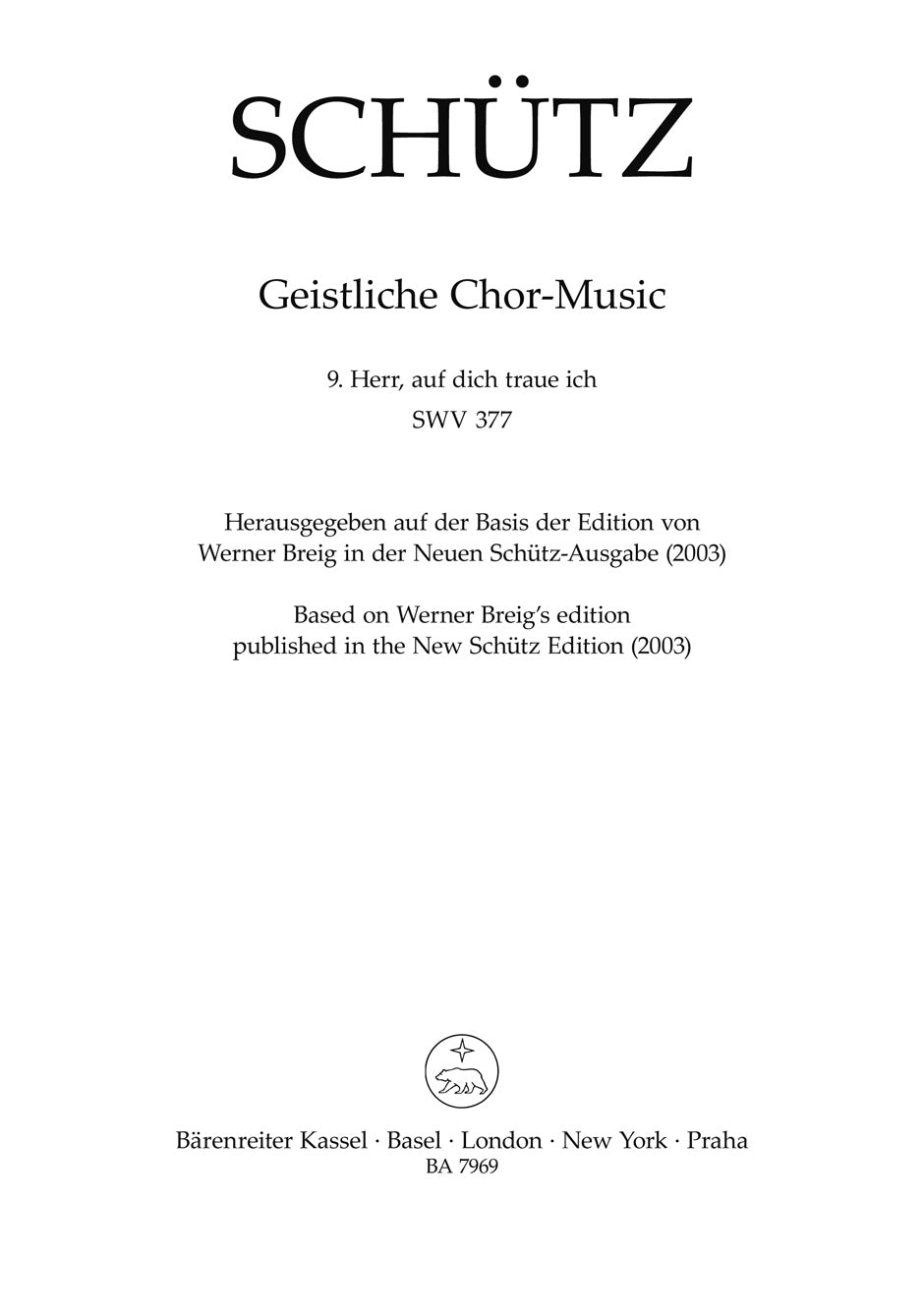 Herr, auf dich traue ich SWV 377 -Motet- (No. 9 from "Geistliche Chor-Music")