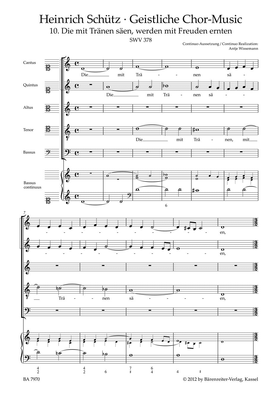 Die mit Traenen saeen werden mit Freuden ernten SWV 378 -Motet- (No. 10 from "Geistliche Chor-Music")