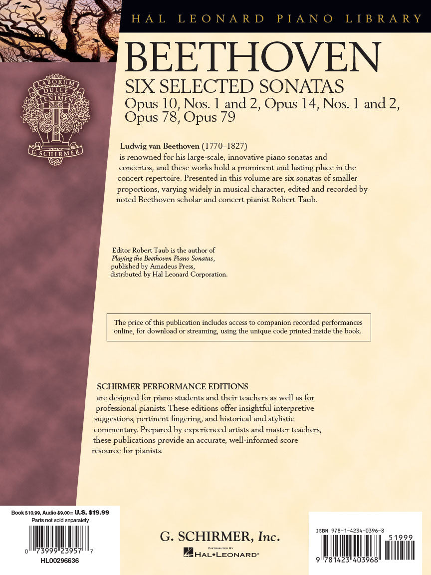 Beethoven - Six Selected Sonatas - Schirmer Performance Editions