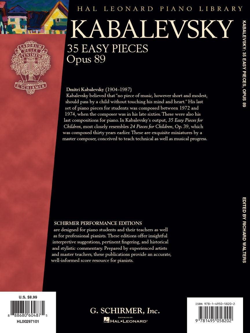 Kabalevsky - 35 Easy Pieces, Op. 89 for Piano - Schirmer Performance Editions