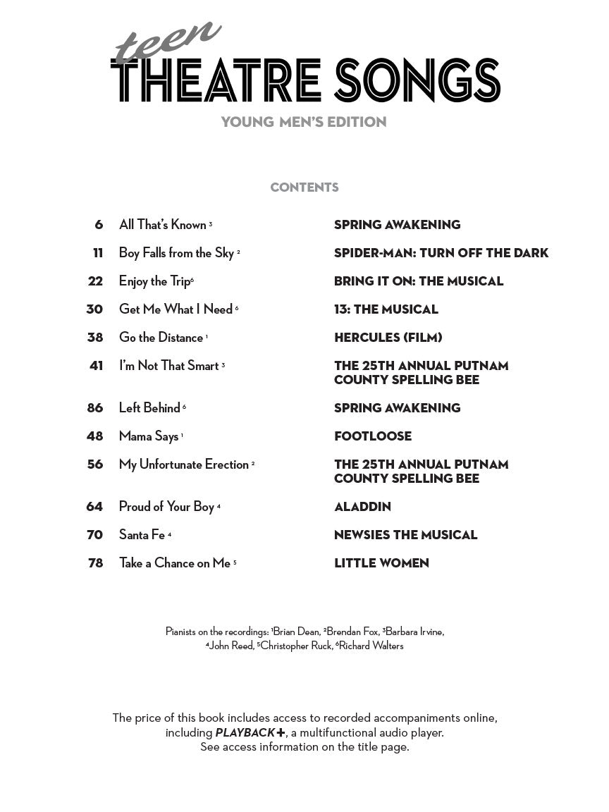 Teen Theatre Songs - Young Men's Edition